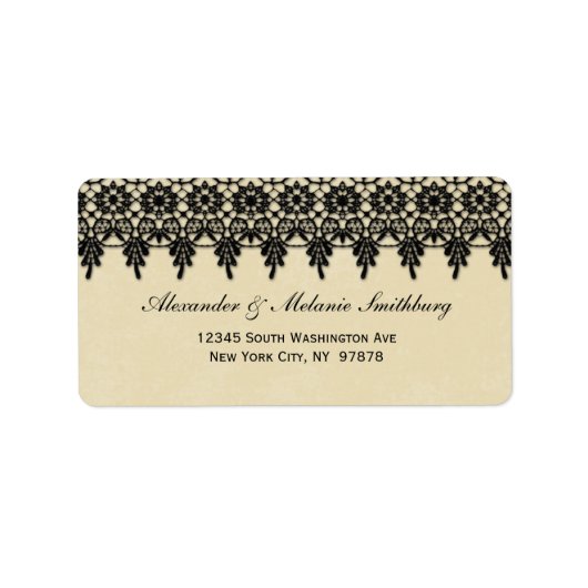 Elegant arabesque black lace address label (Voorkant)
