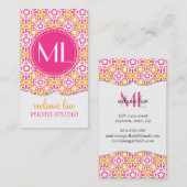 Elegant Arabesque Damask Hot Pink - Gepersonalisee Visitekaartje (Voorkant / Achterkant)