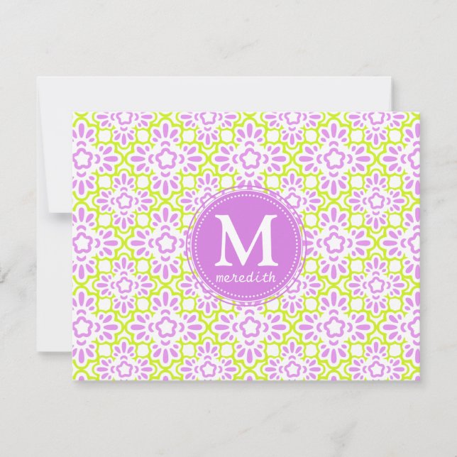 Elegant Arabesque Damask Lila Paars op persoonlijk (Voorkant)