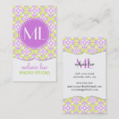 Elegant Arabesque Damask Lila Paars op persoonlijk Visitekaartje (Voorkant / Achterkant)