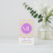 Elegant Arabesque Damask Lila Paars op persoonlijk Visitekaartje (Staand voorkant)