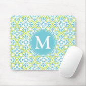Elegant Arabesque Damask Turquoise Gepersonaliseer Muismat (Met muis)