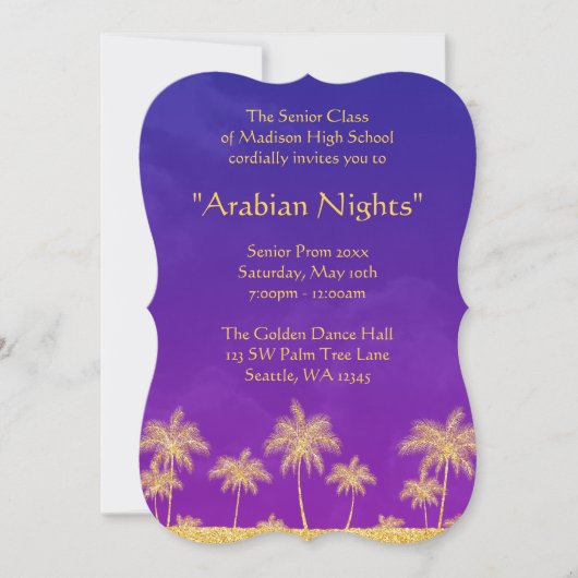 Elegant Arabian Nights Prom officiële uitnodiging (Voorkant)