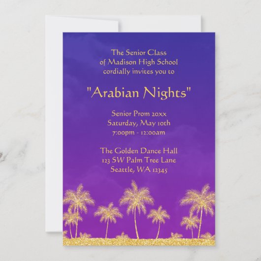 Elegant Arabian Nights Prom officiële uitnodiging (Voorkant)