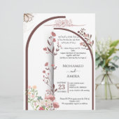 Elegant Arabic Calligraphy Floral Wedding Template Kaart (Staand voorkant)