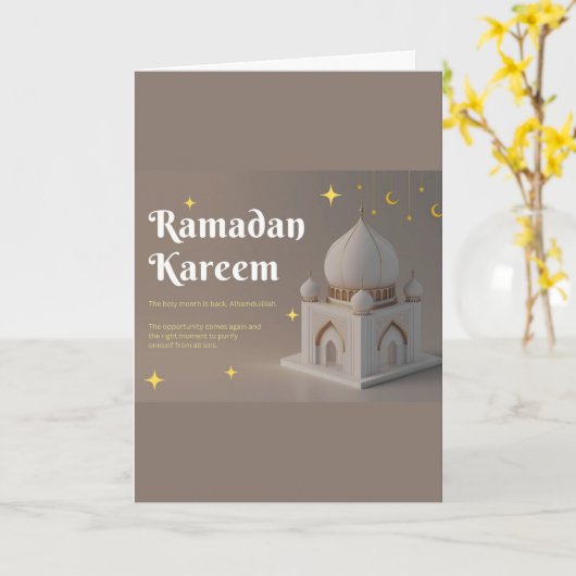 Elegant Arabic Calligraphy Ramadan Wishes Kaart (Gele Bloem)