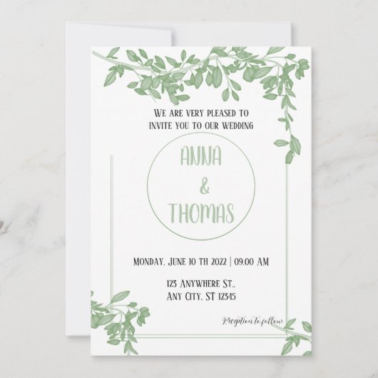 Elegant Arboreal Greenery vertrekt Weddenschap Kaart (Voorkant)