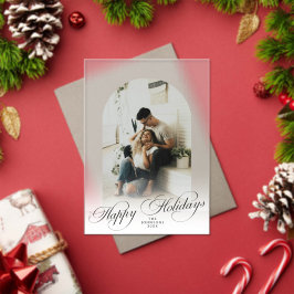 Elegant Arch 1 Photo Merry Christmas Holiday Card Acryl Uitnodigingen