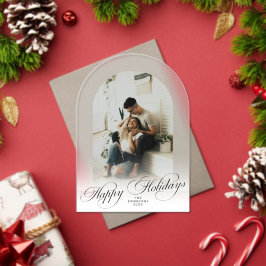 Elegant Arch 1 Photo Merry Christmas Holiday Card Acryl Uitnodigingen