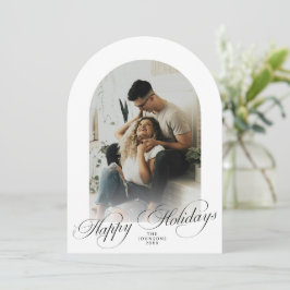 Elegant Arch 1 Photo Merry Christmas Holiday Card Kaart