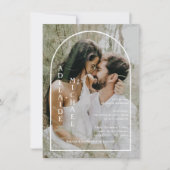 Elegant Arch 2 Foto Simple Moderne Budget Wedding Kaart (Voorkant)