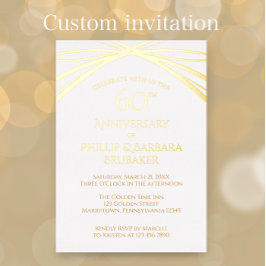 Elegant Arch 60th Wedding Jubileum Party Gold Folie Uitnodiging