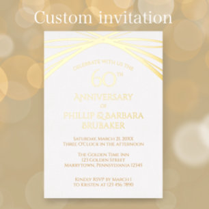 Elegant Arch 60th Wedding Jubileum Party Gold Folie Uitnodiging