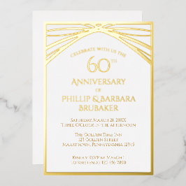 Elegant Arch 60th Wedding Jubileum Party Gold Folie Uitnodiging