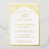 Elegant Arch 60th Wedding Jubileum Party Gold Folie Uitnodiging (Voorkant)