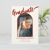 Elegant Arch Afstuderen Foto Verbrand Sinaasappel  Aankondiging (Staand voorkant)