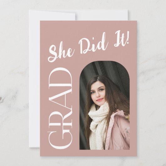 Elegant Arch Afstuderen Invitation | Aangepaste fo Kaart (Voorkant)