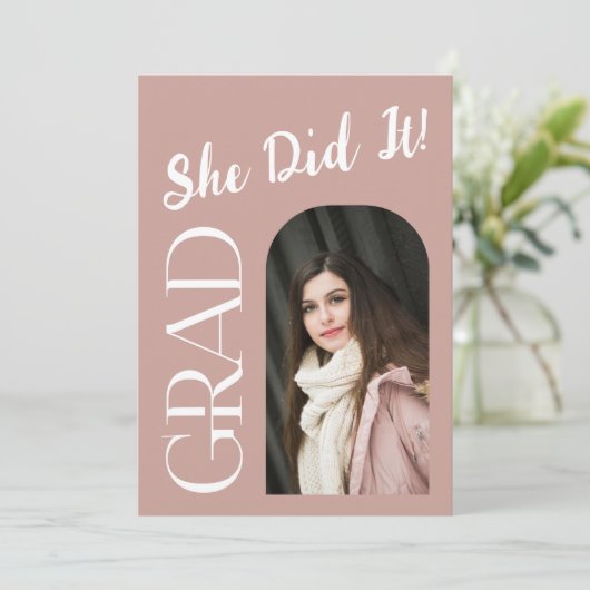 Elegant Arch Afstuderen Invitation | Aangepaste fo Kaart (Staand voorkant)