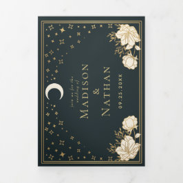 Elegant Arch Art Nouveau Wedding Drieluik Uitnodiging