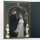 Elegant Arch Art Nouveau Wedding Drieluik Uitnodiging (Binnenzijde eerst)