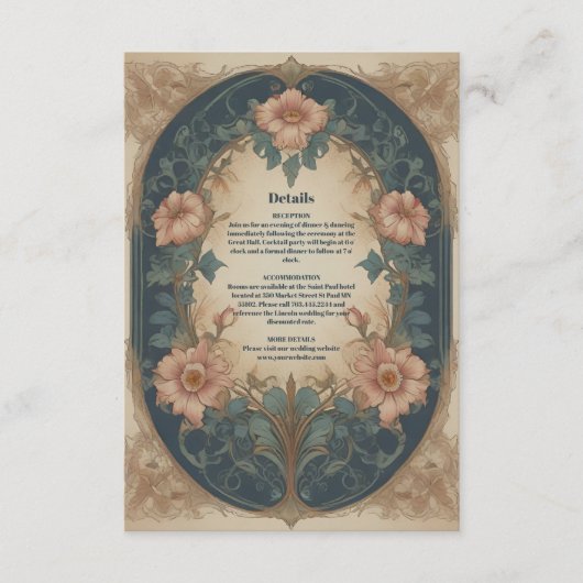 Elegant Arch Art Nouveau Wedding Informatiekaartje (Voorkant)