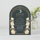 Elegant Arch Art Nouveau Wedding Invitation Kaart (Staand voorkant)
