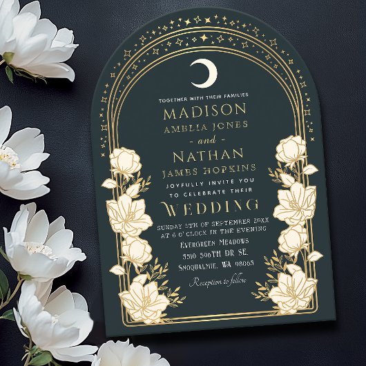 Elegant Arch Art Nouveau Wedding Invitation Kaart