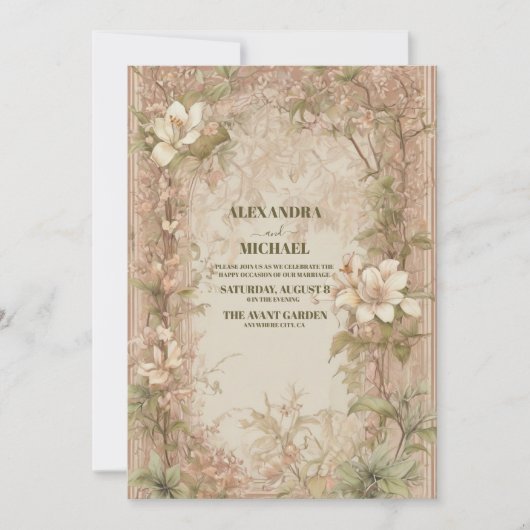 Elegant Arch Art Nouveau Wedding Kaart (Voorkant)