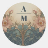 Elegant Arch Art Nouveau Wedding Ronde Sticker (Voorkant)