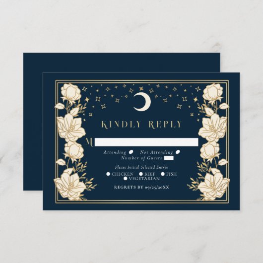 Elegant Arch Art Nouveau Wedding RSVP Informatiekaartje (Voorkant / Achterkant)