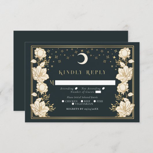 Elegant Arch Art Nouveau Wedding RSVP Informatiekaartje (Voorkant / Achterkant)