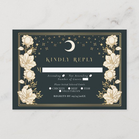Elegant Arch Art Nouveau Wedding RSVP Informatiekaartje (Voorkant)