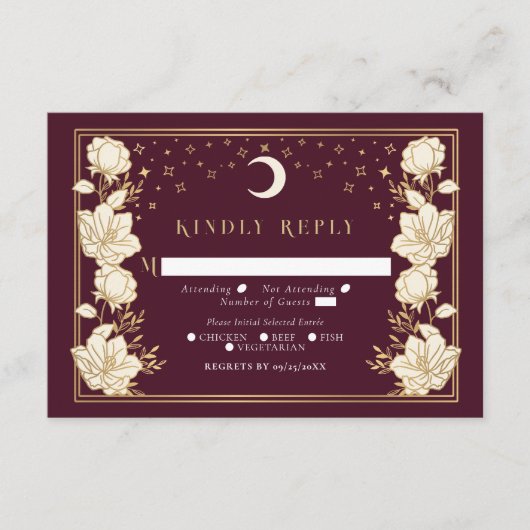 Elegant Arch Art Nouveau Wedding RSVP Informatiekaartje (Voorkant)