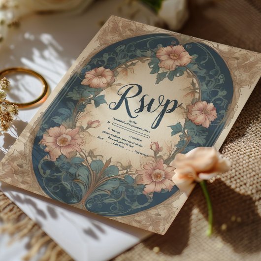 Elegant Arch Art Nouveau Wedding RSVP Kaartje