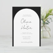 Elegant Arch Black and White Wedding Kaart (Staand voorkant)