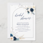 Elegant Arch Blauw & Wit Bloemen Vrijgezellenfeest Kaart (Voorkant)