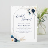 Elegant Arch Blauw & Wit Bloemen Vrijgezellenfeest Kaart (Staand voorkant)