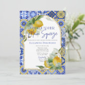 Elegant Arch Blue Tegel Citrus Citrus Vrijgezellen Kaart (Staand voorkant)