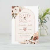 Elegant Arch Boho White Floral Baby shower Kaart (Staand voorkant)