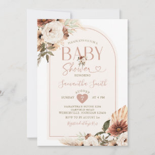 Elegant Arch Boho White Floral Baby shower Kaart
