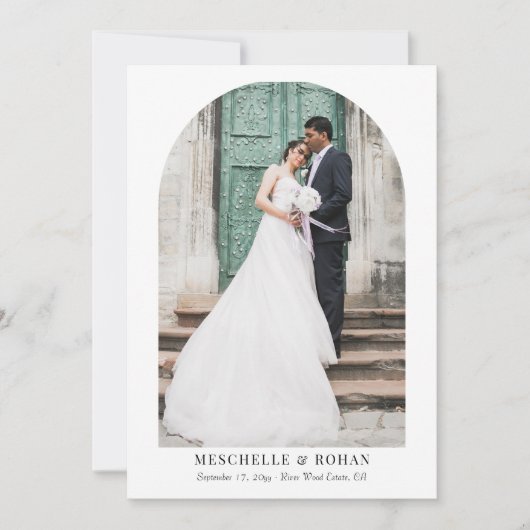 Elegant Arch bruiloft foto trio Bedankkaart (Voorkant)