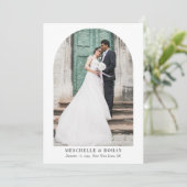 Elegant Arch bruiloft foto trio Bedankkaart (Staand voorkant)
