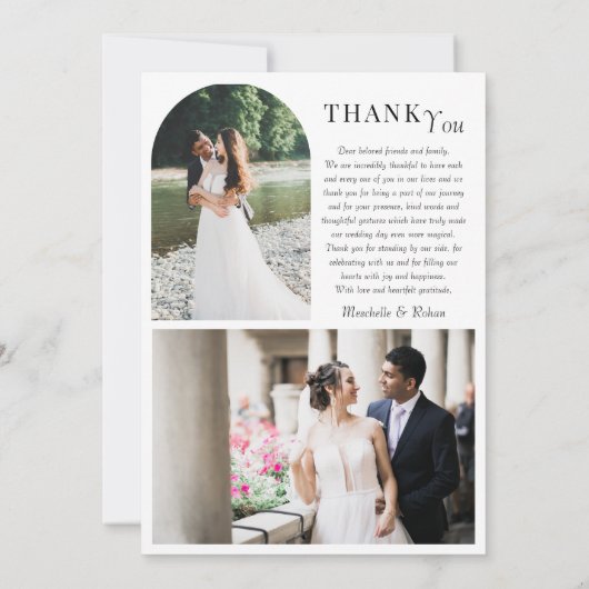 Elegant Arch bruiloft foto trio Bedankkaart (Achterkant)