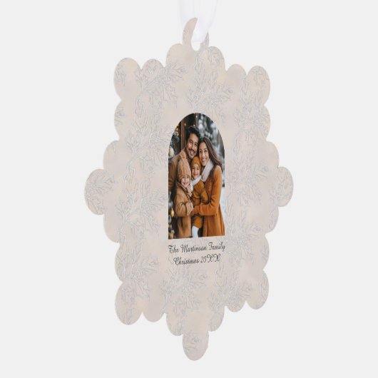 Elegant Arch Christmas Photo Light Holly Pattern Ornament Kaart (Rechts)