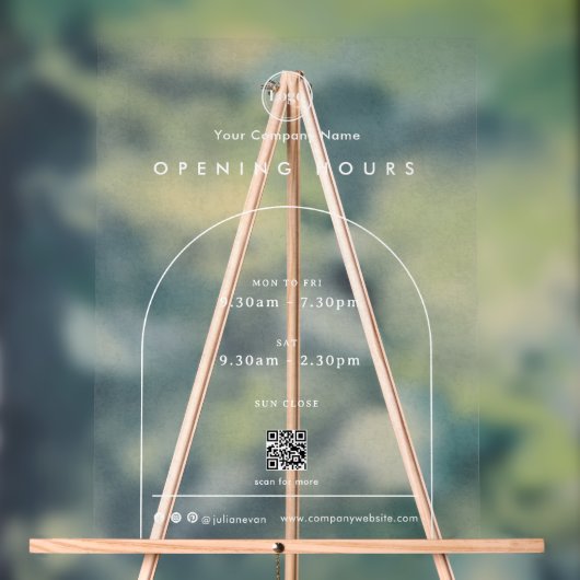 Elegant Arch Company Logo QR code openingstijden Acryl Bord (Neutraal)