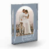 Elegant Arch Dusty Blue Wedding Fotoblokken (Links)