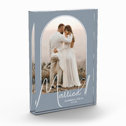 Elegant Arch Dusty Blue Wedding Fotoblokken (Links)