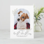 Elegant Arch | Eerste kerstfeestmaal Dog Modern Feestdagenkaart (Staand voorkant)