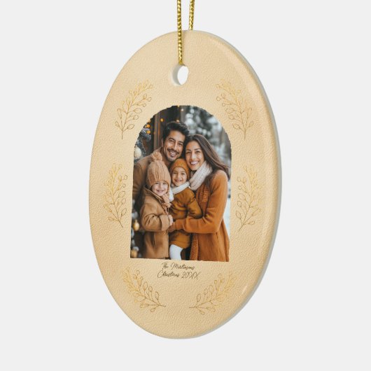 Elegant Arch Family Photo and Leaves Christmas Keramisch Ornament (Links)