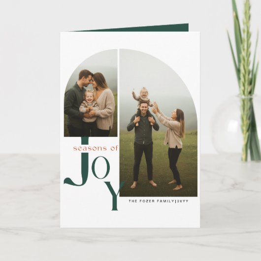 Elegant Arch Family Photo Christmas Folded  Feestdagen Kaart (Voorkant)